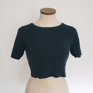 Dark Green Knit Crop Top